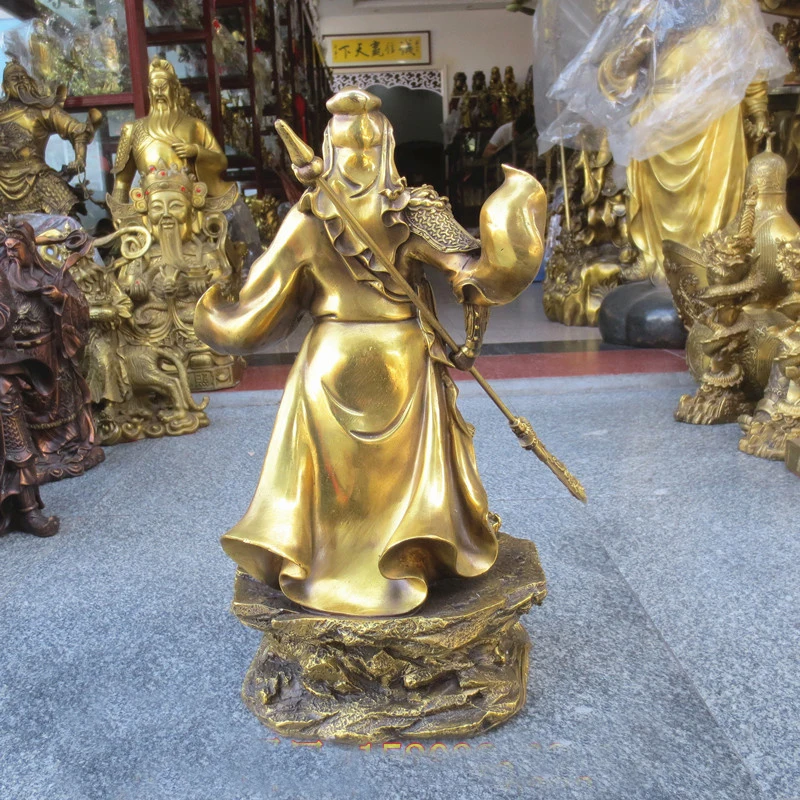 47CM large # Asia home Shop company effective thriving business recruiting money Wealth God GUAN GONG FENG SHUI COPPER statue