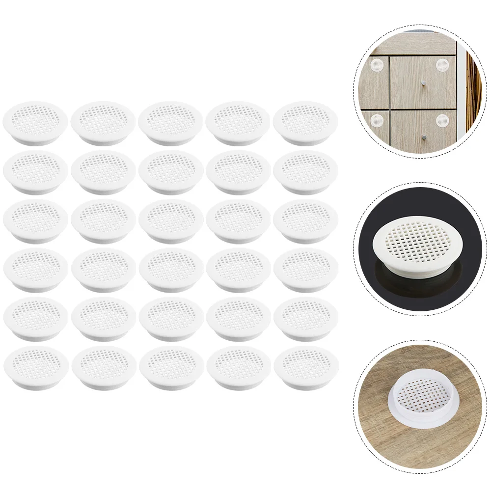 

50pcs 53Mm Cabinet Door Ventilation Air Vent Cover Kitchen Bathroom Accessories Shoe Cabinet Breathable Holes Soffit Vents