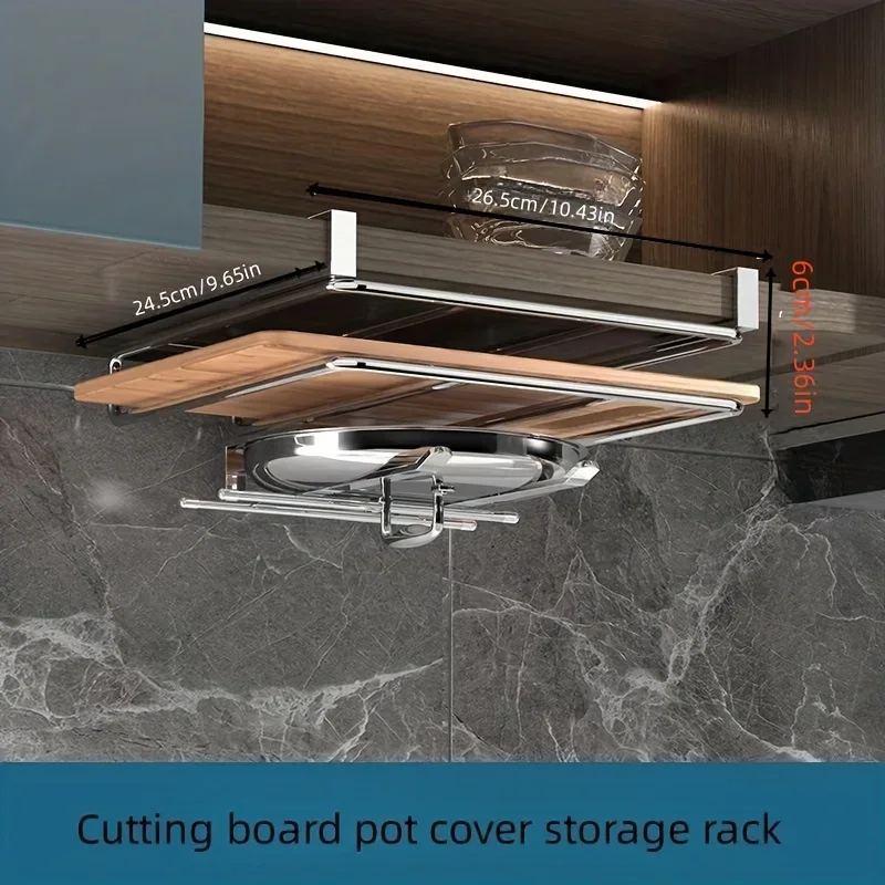 Stainless Steel Kitchen Hanging Cabinet Paper Towel Rags Hanger Cutting Board Pot Covers Hanging Holder Kitchenware Hook