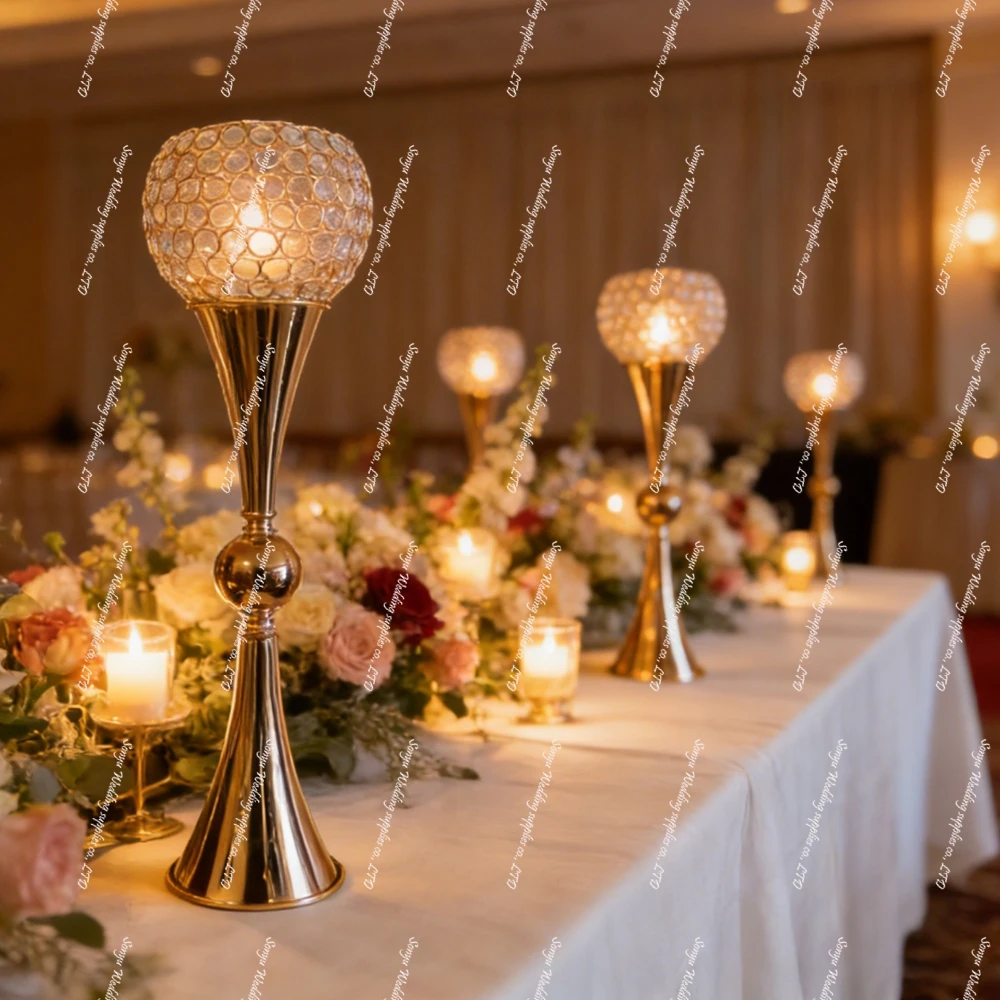 50-100cm 5-10pcs wedding candle holder Flower Stands, Freestanding Crystal candlestick Display Rack for Wedding Centerpieces,