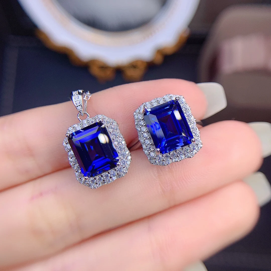 

Luxury jewelry Sapphire high definition set 925 sterling silver King Size Master Stone Lady Engagement Christmas gift free