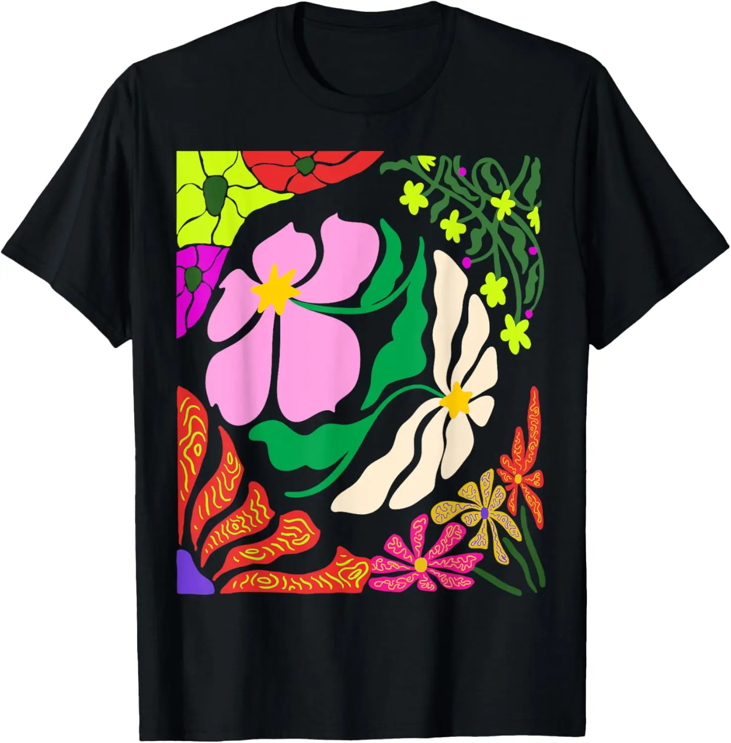 

Футболка с ботаническим цветочным абстрактным узором в стиле Матисса