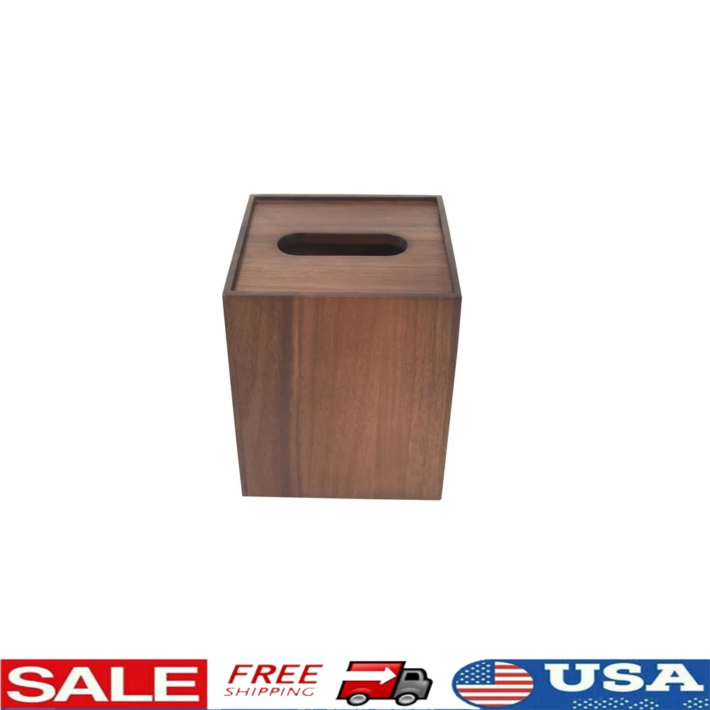 

Acacia Wood Tissue Box Cover Eco-Friendly Decorative Holder Sturdy Construction Versatile Home Bathroom Office Storage Solution