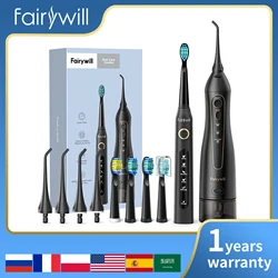 Fairywill 구강 세정기, 물 치실, 치과 치아 클리너, USB 충전식, 300ml 물 탱크, 휴대용 세정기, 8 노즐