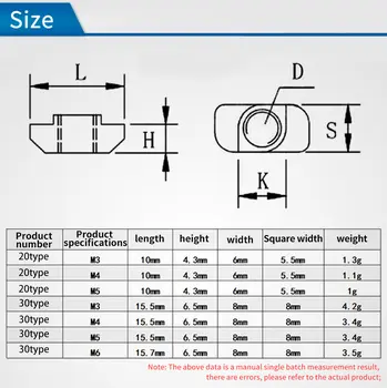 KINGROON 20ks T-tvarované kladivové matice M3 M4 M5 v posuvné matici upevňovací konektor 1515 2020 3030 hliníkové extrudované díly pro 3D tiskárnu 10 nejlepší prodej 1515 extruze - №4