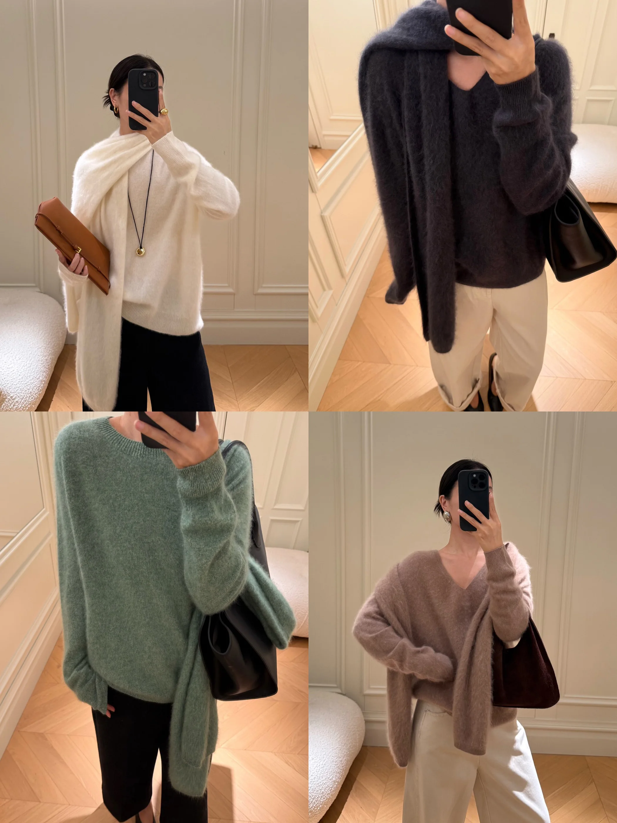 

Классический универсальный мягкий теплый свитер из шерсти с круглым вырезом и V-образным вырезом DALII OFFICIAL для повседневной носки, с длинными рукавами, осень-зима