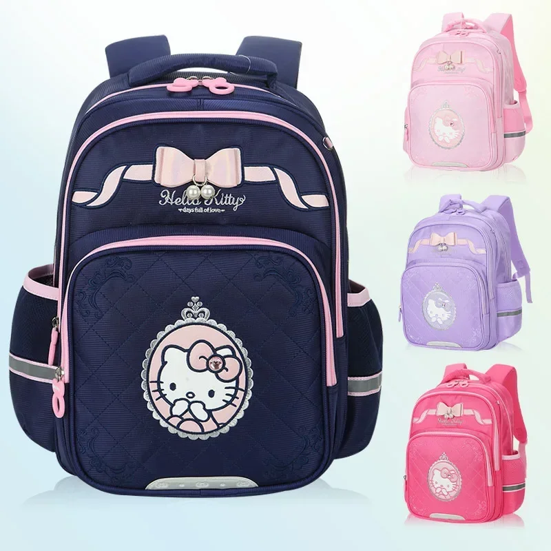 Cartable Hello Kitty Sanurgente pour élèves du primaire, sac à dos décontracté, sac à dos léger, allègement de la charge