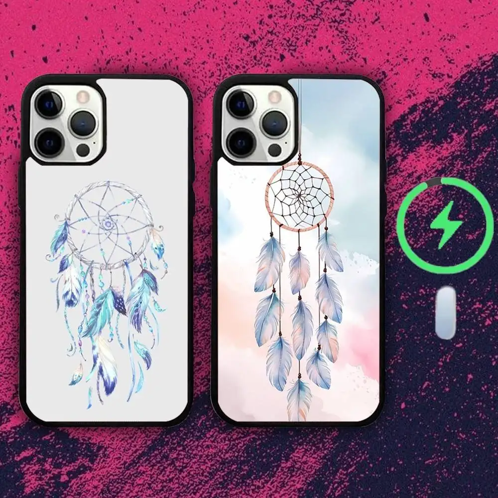 

Dreamcatcher Feather Phone Case For iPhone 16e,16,15,14,13,12,11,Plus,Pro,Max,Mini Magsafe Magnetic Wireless Charging