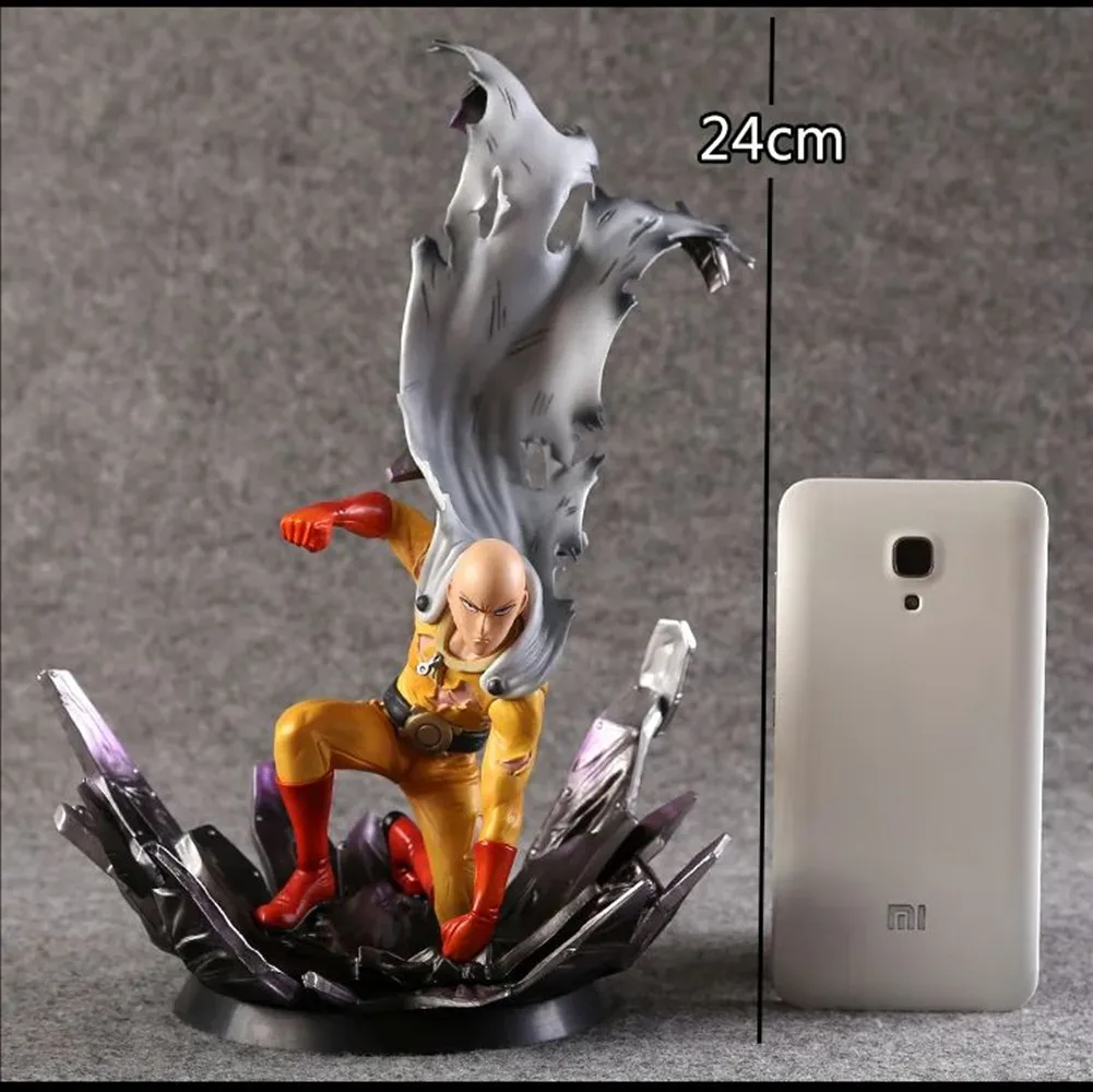 24cm One Punch Saitama War Battle Man Kneeling Ver. PVC Action Figure Collectible Model Toys Gift