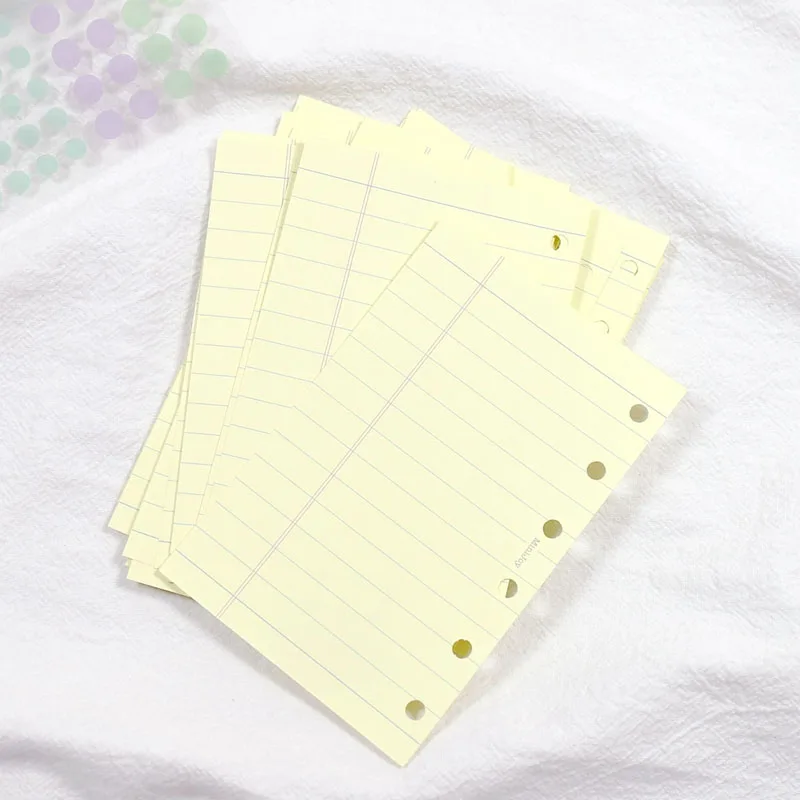 Fromthenon Simplified Yellow Loose Leaf Paper A6A7 Column Remarks Colored Replacement Core Horizontal Line Inner Page