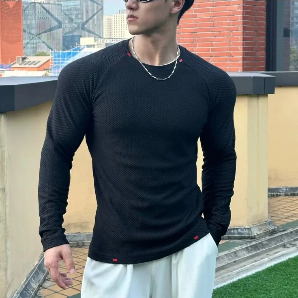 

Elastic tight-fitting T-shirt men's long-sleeved fitness running clothes bodybuilding sport clothes men gym gym