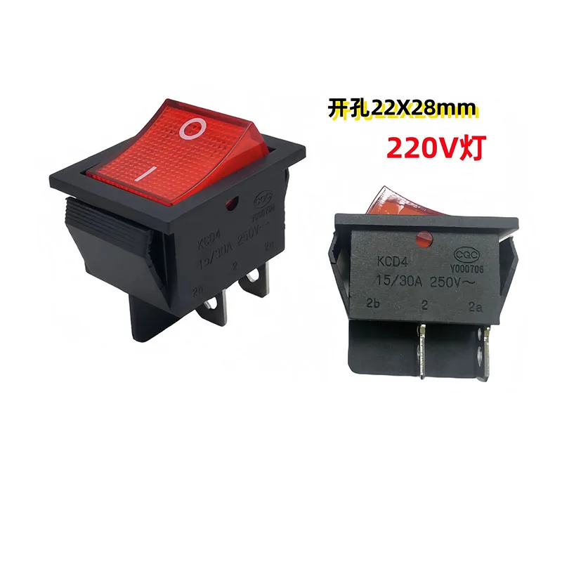 High-quality absenteeism switch - Boat-shaped switch KCD4-201N Four-legged two-speed red light button CQC Opening 22*28mm
