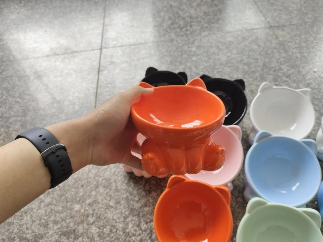Ceramic Pet Food Bowl Tilt High Bottom Neck Protector Bowl Antichoking Dog and Cat Water Bowl Antidumping Dog Feeding Supplies view 3