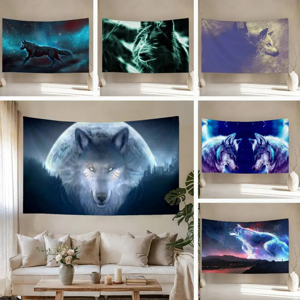 Psychedelic 3D Wolves Tapestry Customizable Tapestries Of Various Styles,wall Hangings, Celebrity Photo Printing,wall Hangings