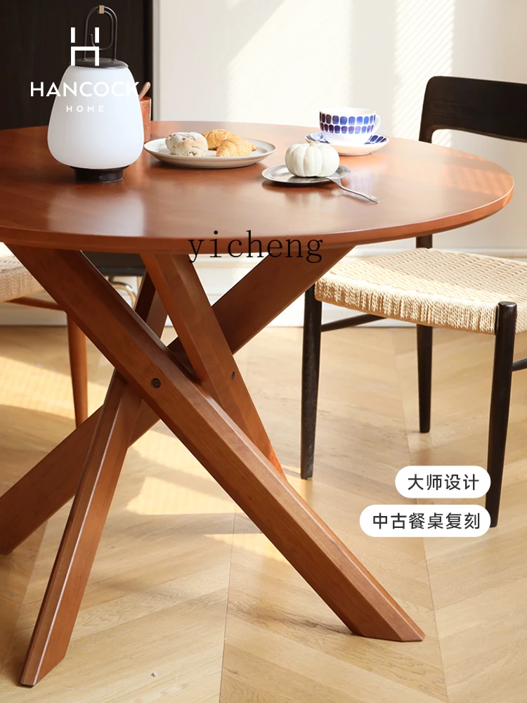 Zf Solid Wood round Table Retro Domestic for Dinner