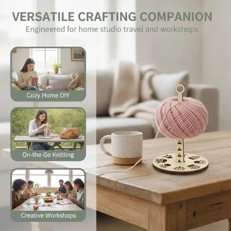 New Wooden Portable Yarn Holder Lightweight Non-Slip Grip Wrist Yarn Ball Dispenser for Knitting Crochet DIY Craft Lovers