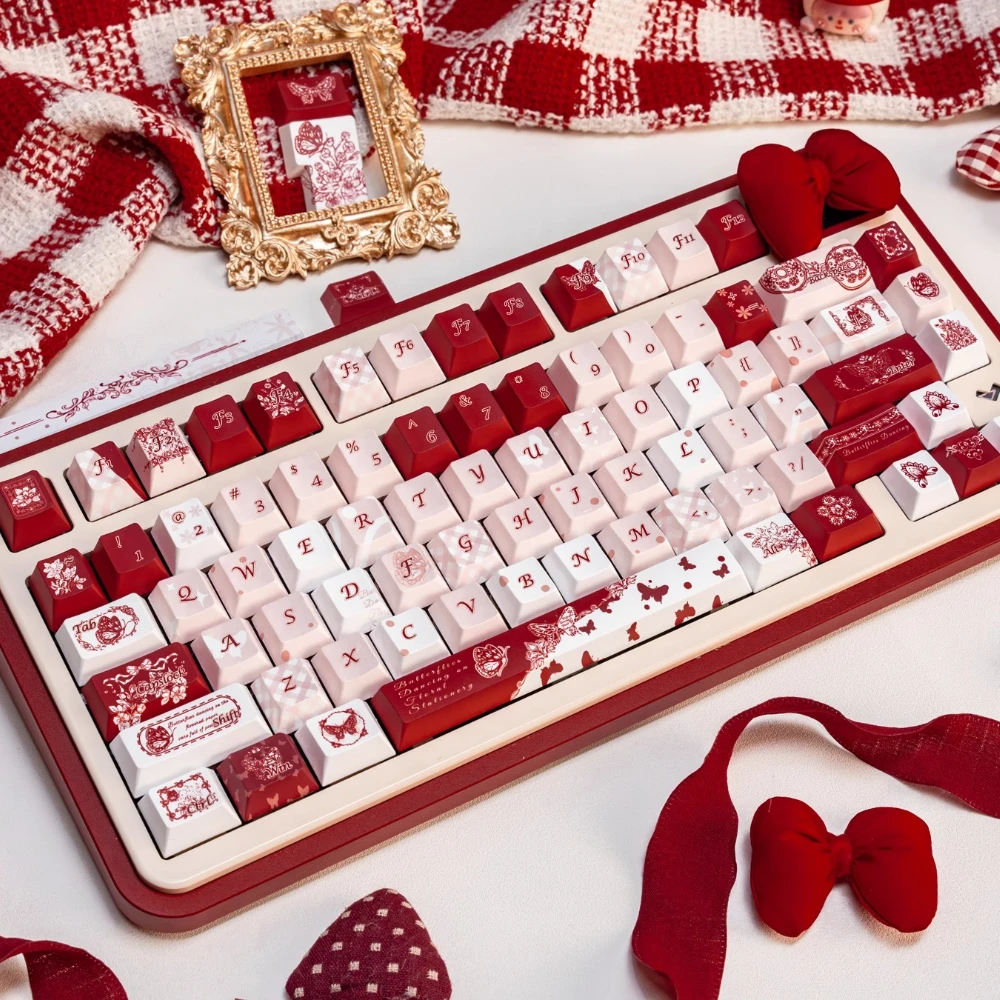 Cherry Keycap Butterfly Dance Flower Pbt Five-Sided Sublimation Customized Butterfly 145Keys Keyboard Mechanical Keycaps