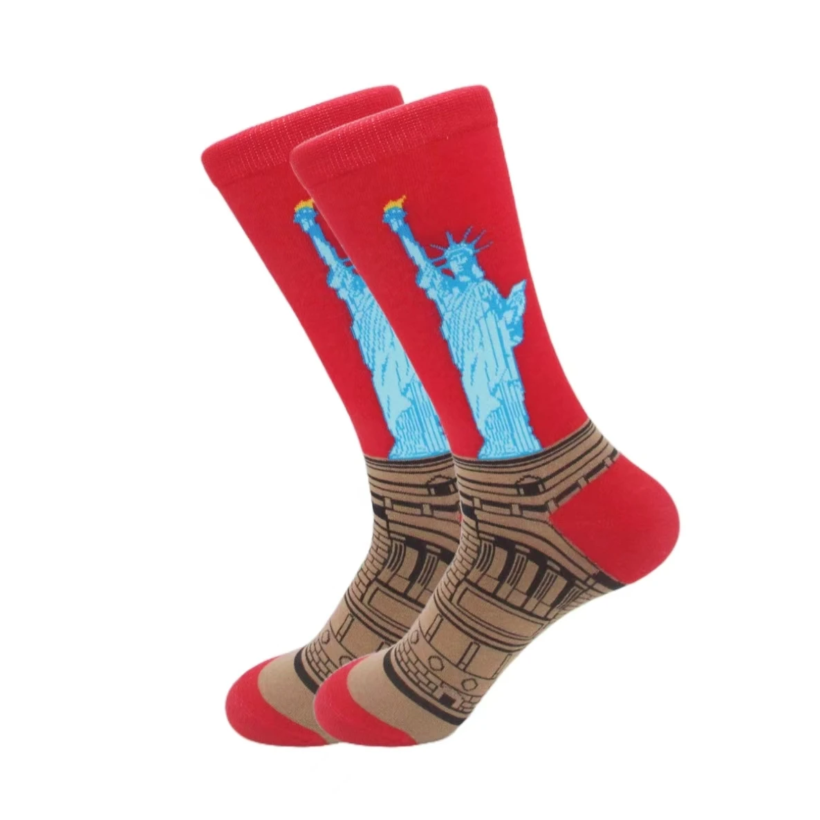 1 pair of European and American trendy socks with personalized street fashion oil painting series socks image 3