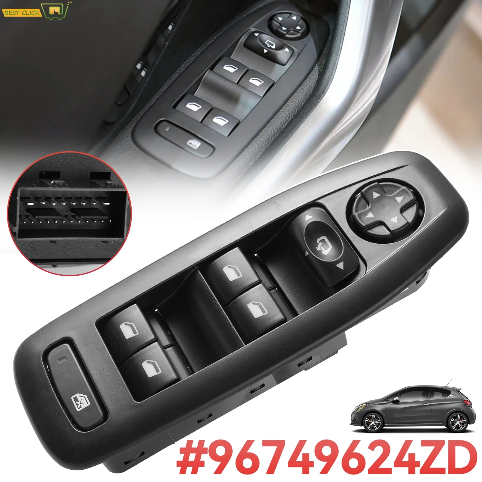 

96749624 ZD автомобильный электрический переключатель стеклоподъемника, кнопка управления подъемником водителя для Peugeot 208 2008 1.6HDI, 5-дверный хэтчбек 2013-2019