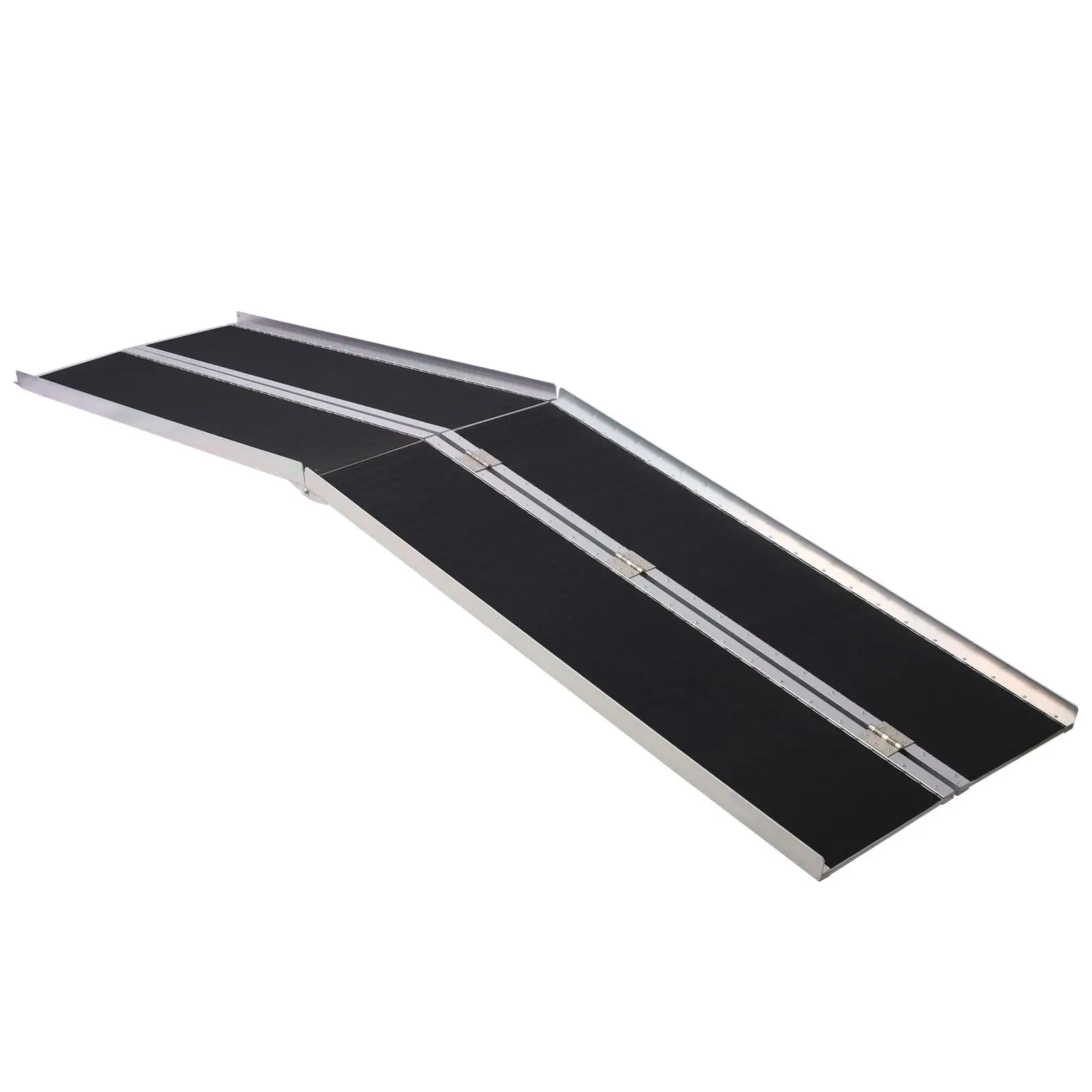 Foldable 10-foot aluminum threshold ramp non-slip surface wheelchair ramp, 600-pound capacity, two separate components