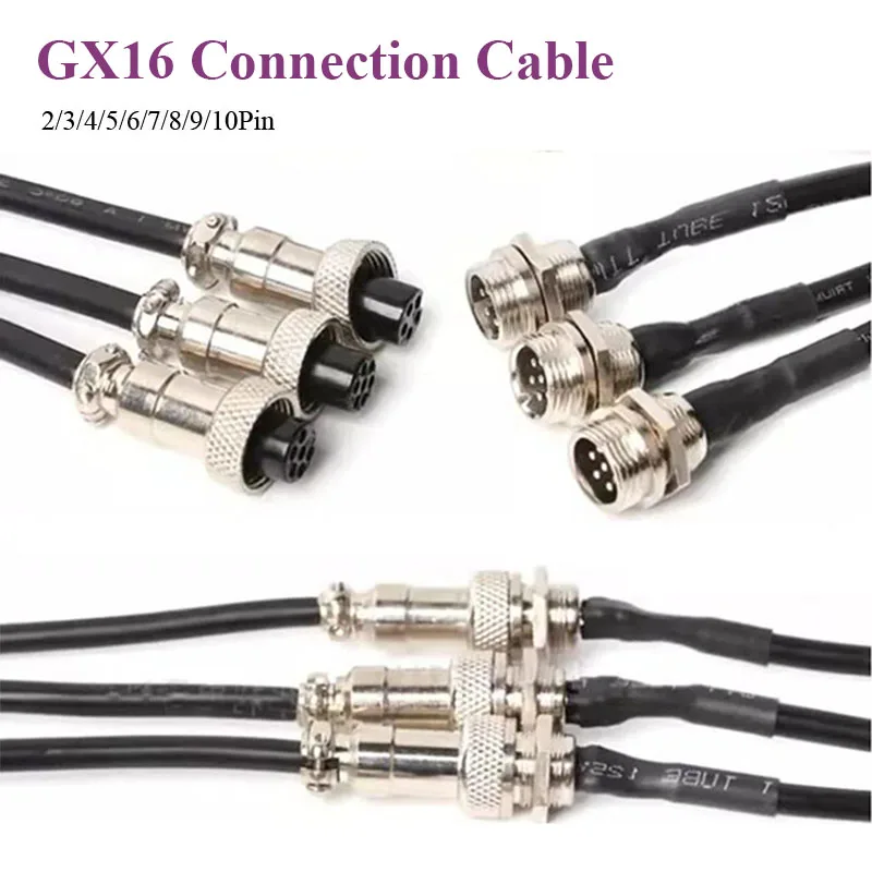 

GX16 2 3 5 6 7 8 9 10 Pin Connection Wire Industrial Grade Aviation Plug Socket Male Female Connector Extension Line 20-300CM