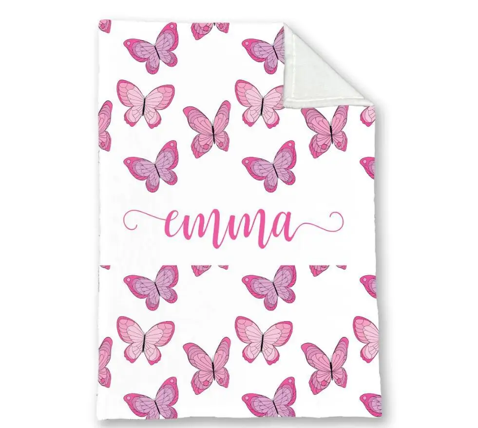 Kids Personalized Name Flannel Blanket For Girls And Boys Customized Baby Blankets Letter Fleece Birthday Gift Blanket