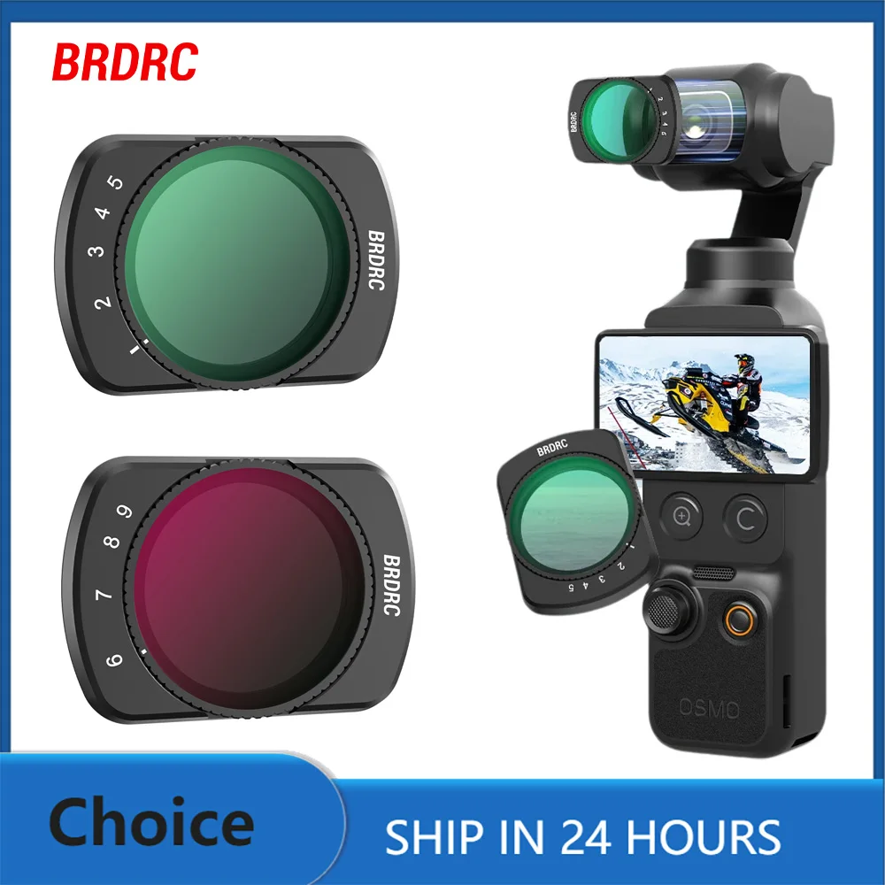 BRDRC Pocket 4 VND Filter-Set für DJI Osmo Pocket 4 3 Zubehör Magnetische Filter Einstellbare VND2-32/VND64-512 Objektivfilter