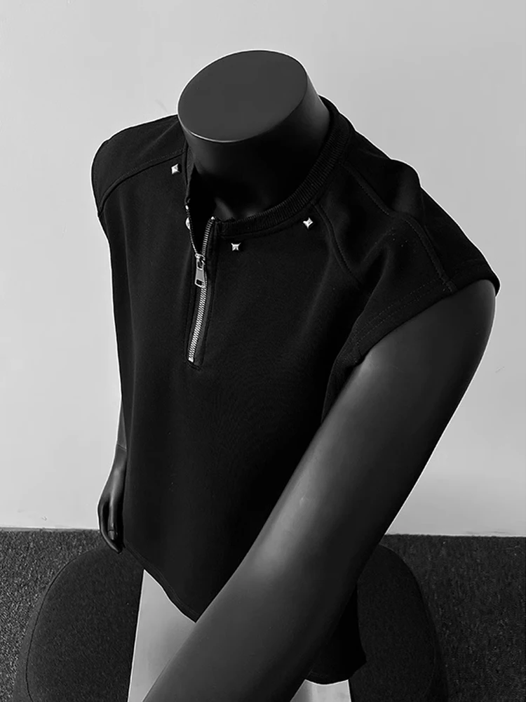 

Мужская майка American High Street Sle с застежкой-молнией и дизайном футболки, тяжелый свитшот, дышащая летняя мода