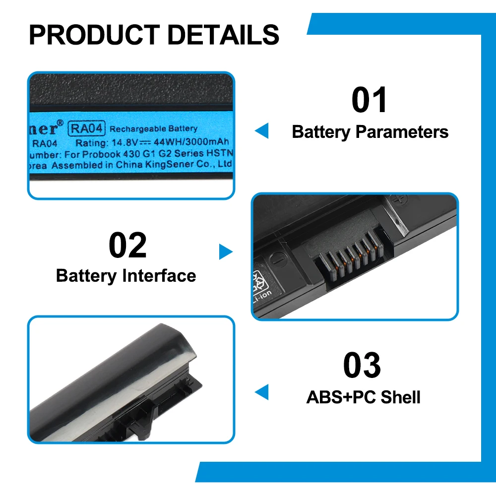 KingSener RA04 RA04XL Laptop Battery for HP Probook 430 G1 430 G2 HSTNN-C84C HSTNN-IB4L HSTNN-IB5X H6L28ET H6L28AA HSTNN-W01C