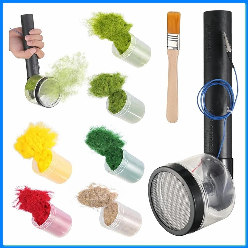Static Grass Applicator Flocking Kit-Sand Table Model Materials Set,Applicator with Anti-Slip Handle for Landscape Craft-A33R