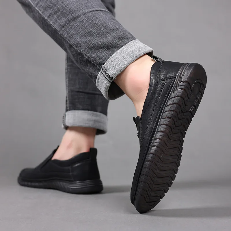 High Quality Outdoor Comfortable Fashion Soft Classic Driving Non-slip Flats Moccasin Handmade Men Cowhide Leather Casual Shoes