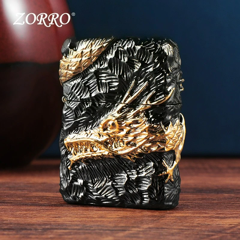 ZORRO Heavy Armor Panlong Kerosen Windproof Lighter, Men's Creative Heavy Craftsmanship Gift Smoking Gadgets for Men