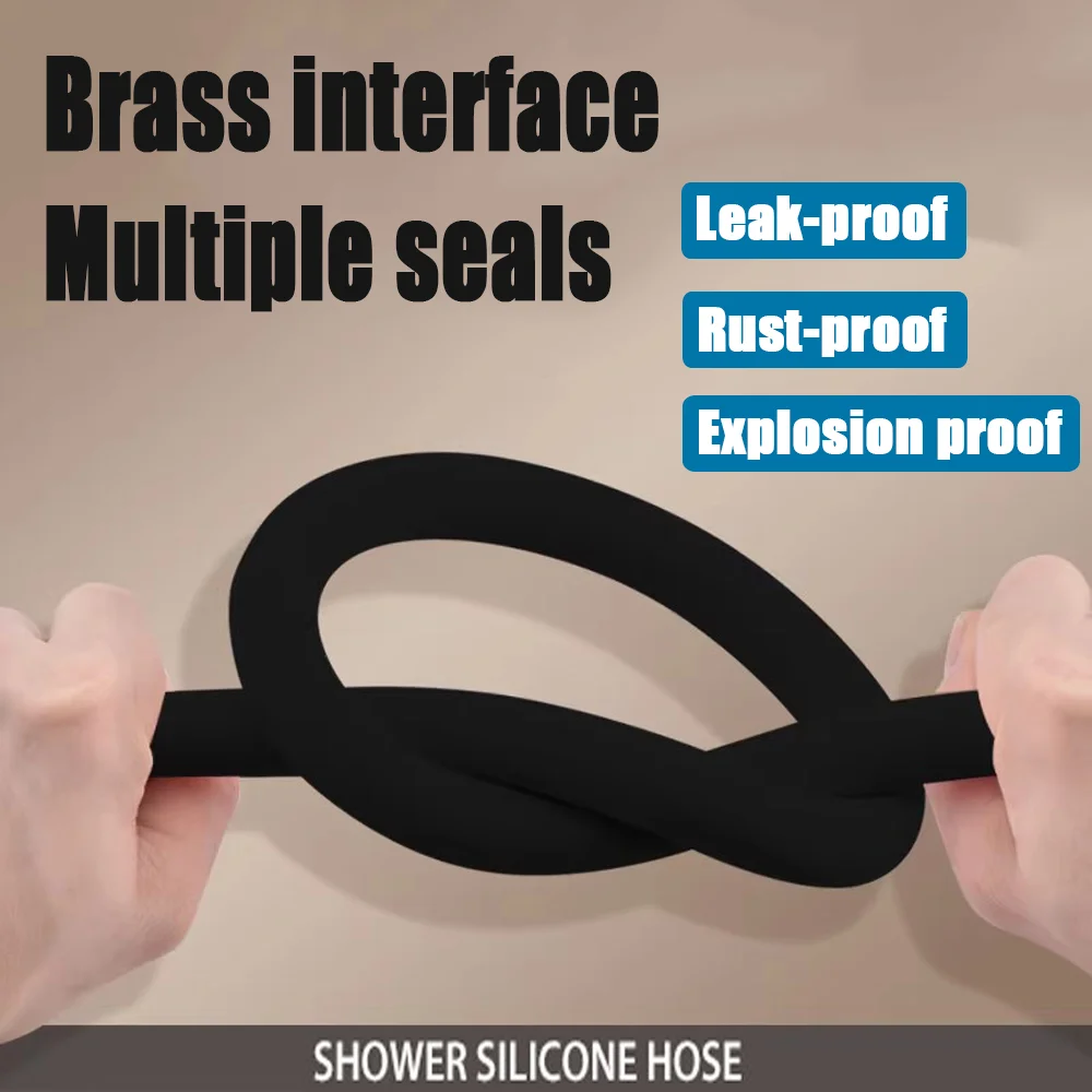 1pc 1.5/2M Silicone Shower Head Hose Flexible Anti-Winding Pipe High Pressure Powerful Shower Extension Tube Bathroom Accessorie