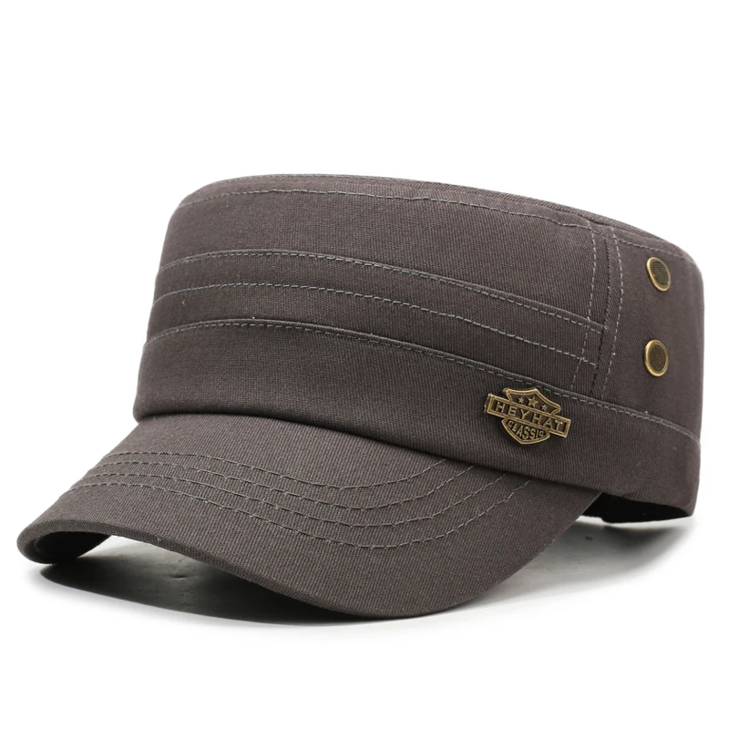 Einfarbiger, lässiger, minimalistischer, vielseitiger Flat-Top-Hut zum Sonnenschutz bei Outdoor-Aktivitäten im Frühling und Herbst – Detail 8