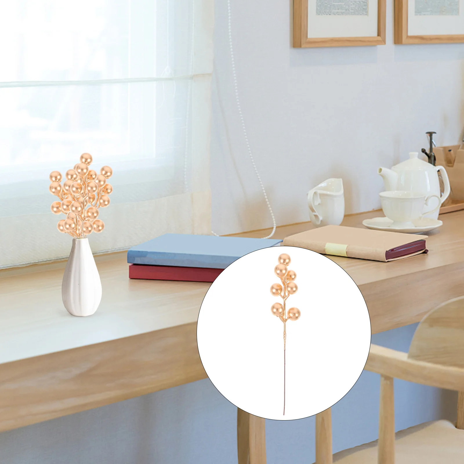 

20pcs Simulation Red Berry Stems Fake Burgundy Holly Picks For Home Decoration Party Wedding Diy Crafts Artificial Plants