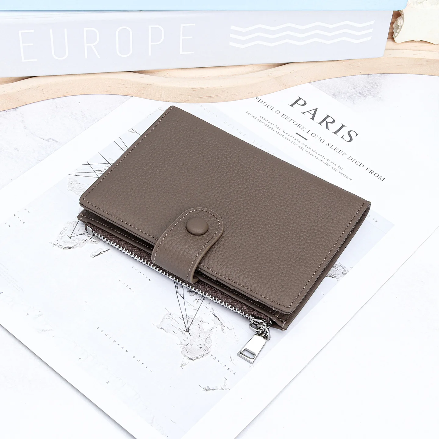 Fashion Women Wallets Genuine Leather Ladies Short Purse Coin Purses Zip Bag Card Holder 100% Cowhide Ladies Wallets Money