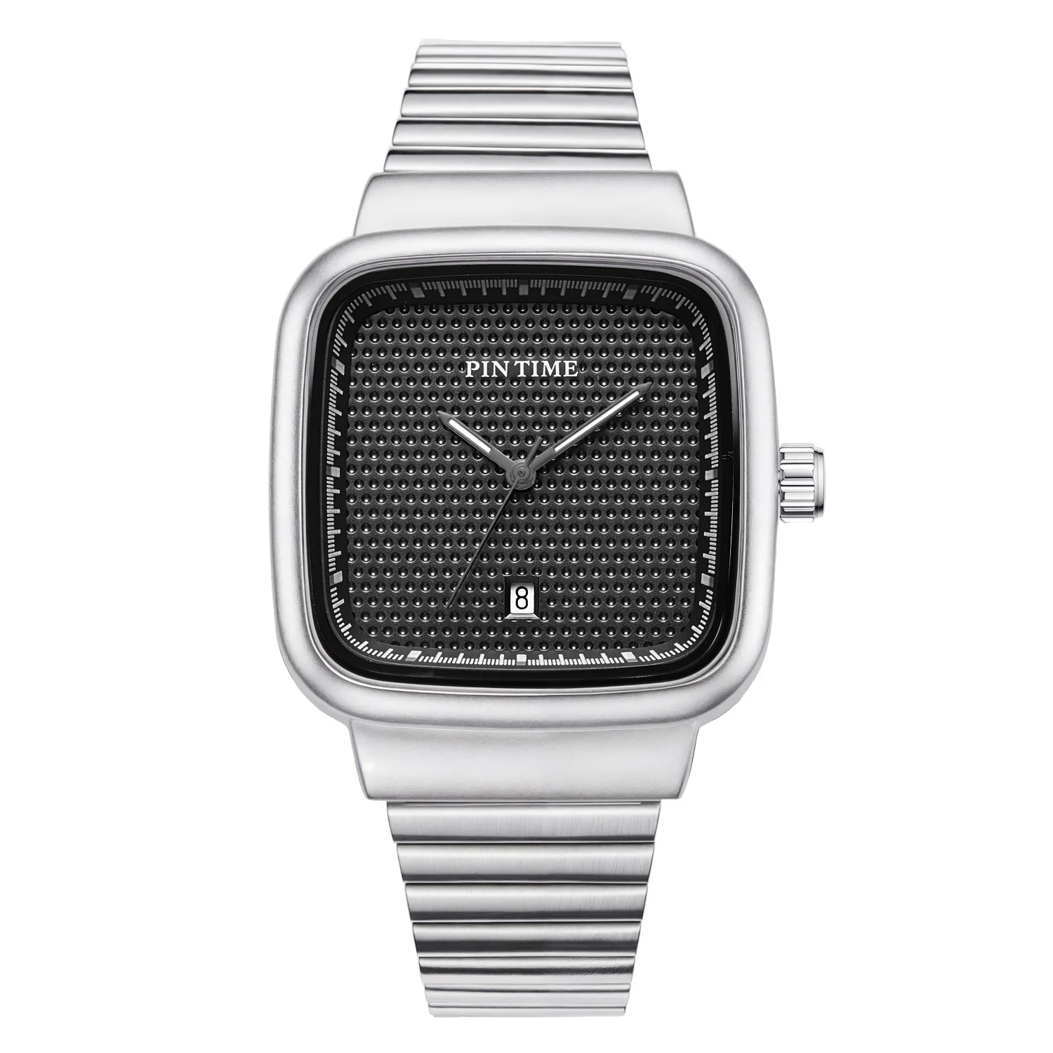 Square Steel Band Calendar Waterproof Fashion Quartz Watch for Women with Business Style Pin Buckle