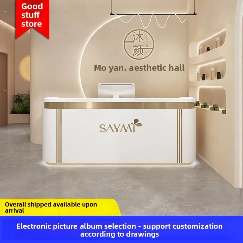 custom.Custom Modern Wood Reception Counter Hotels Schools Malls Beauty Salons Clothing Stores Dental Clinics Dance Studios