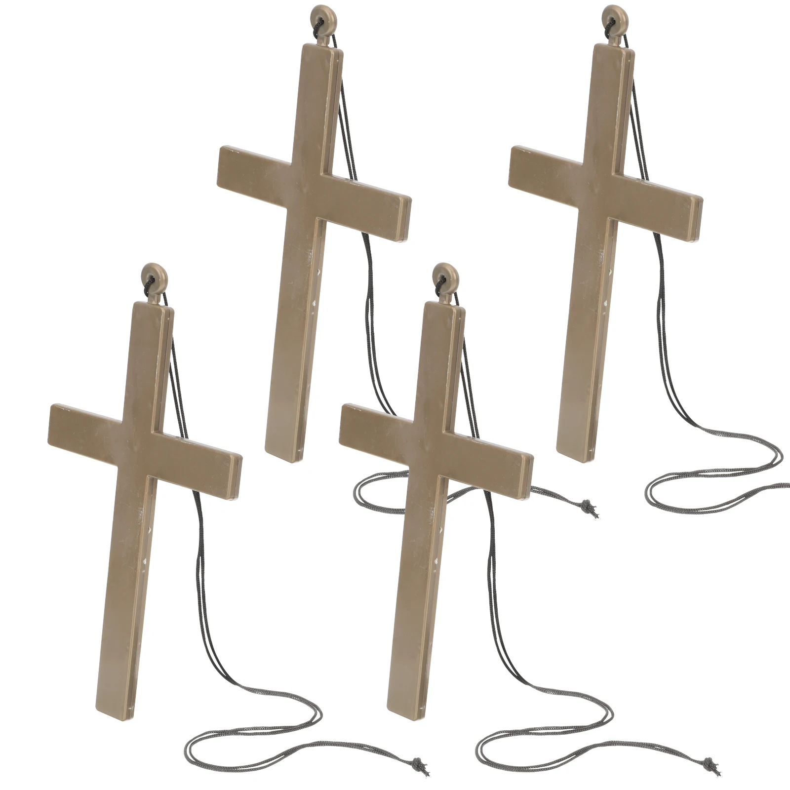 

4pcs Cross Accessories Crucifix Necklace Decorations Halloween Masquerade Women Nun Costume Props Plastic Smooth