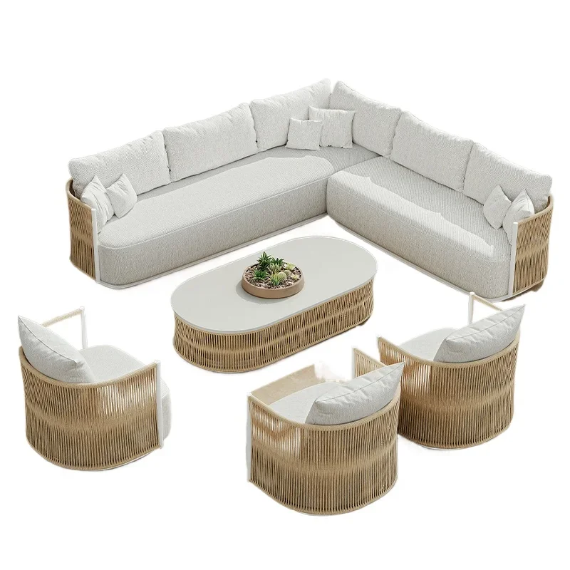 

Luxury L-shaped outdoor sofa set Aluminum outdoor garden furniture Hotel terrace Metal outdoor sofa set