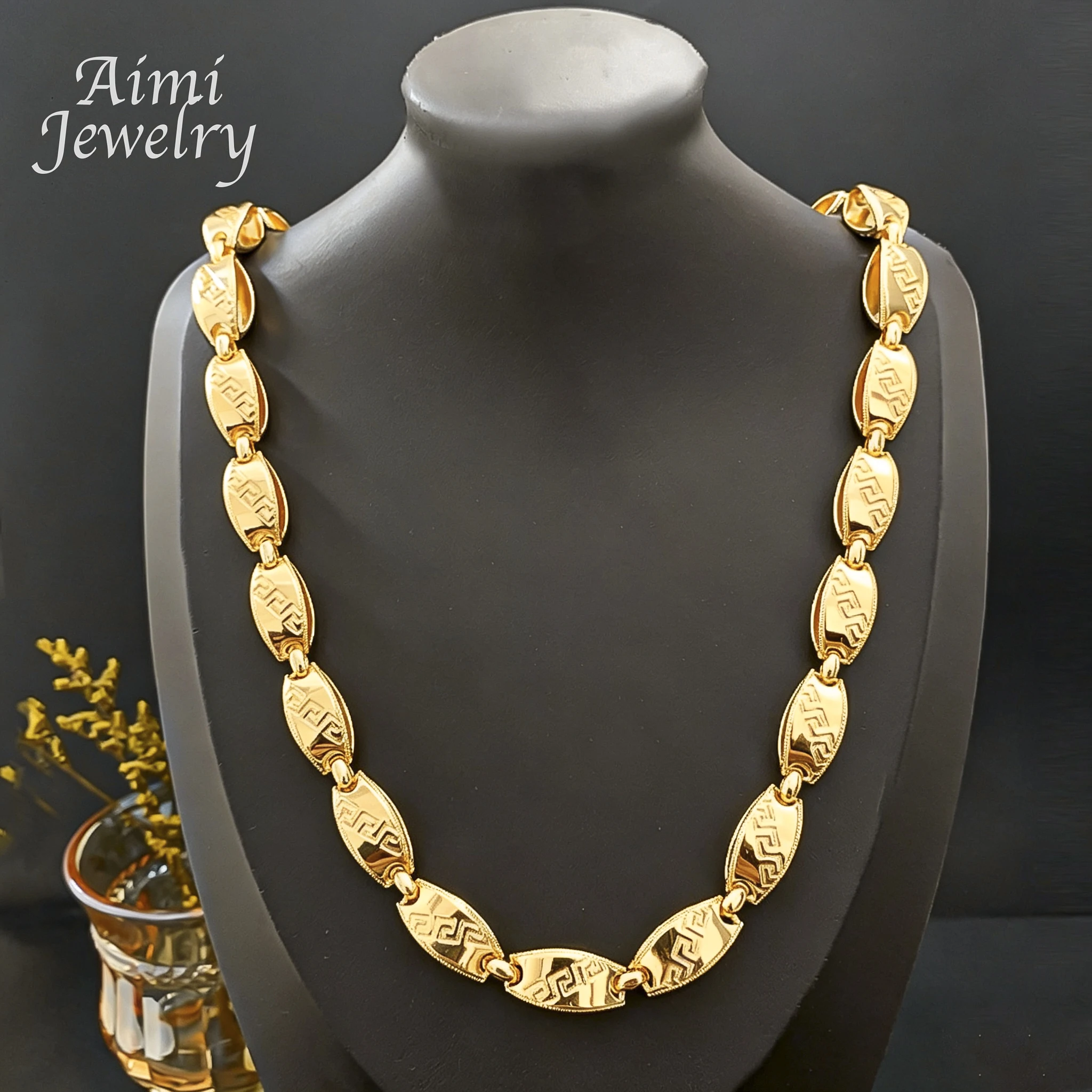 Thickened Top Quanlity Hip Hop Jewelry Sets Long Chain Golden Choker Necklace Bracelet Jewellery African Party Wedding Gifts