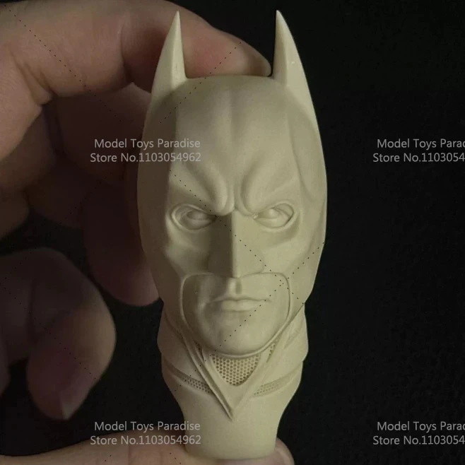 Unpainted 1/6 Batman White Model Head Bruce Wayne Bale Robert Pattinson Super Hero Head Sculpt Fit 12inch Soldier Action Figure