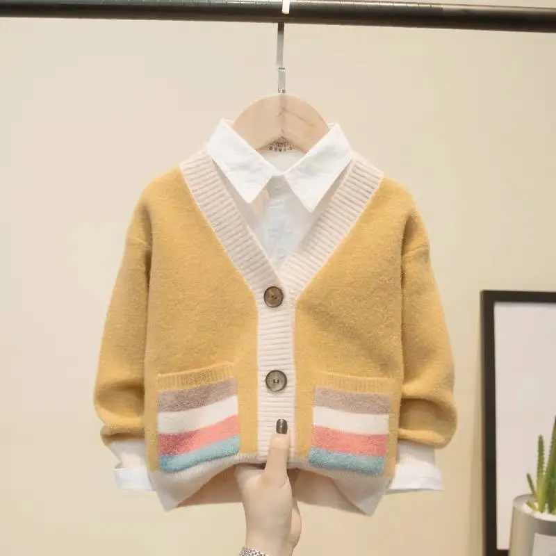 

baby boy sweater spring autumn Knitted Cardigan Sweater Baby Children Clothing Boys Girls Sweaters Kids Wear clothes winter