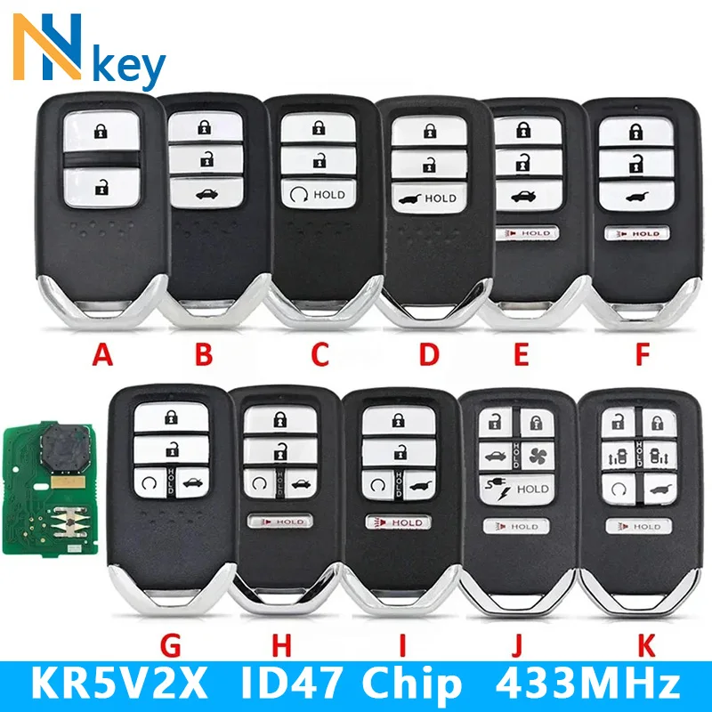 

NHKEY For Honda City/Civic/CR-V/HR-V/Jazz/Odyssey/Vezel Remote Key-ID47 433MHz Chip (2-7 buttons, PCF7938, FCC KR5V2X) 2016-2020
