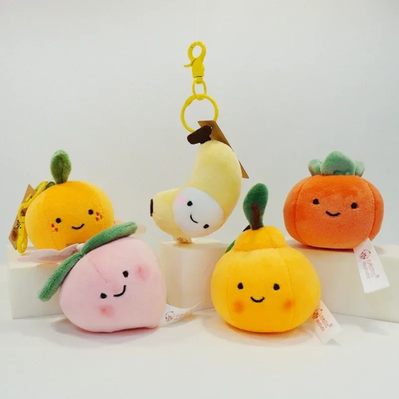 1pcs Creative Fruit Plush Pendant Short Plush Keychain Apple Orange Peach Doll Kawaii Backpack Couple Pendant Gifts