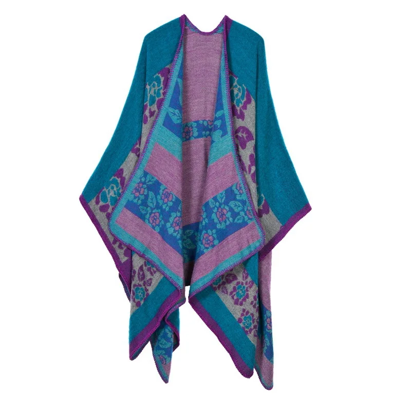 Châle de voyage en cachemire pour femme, ponchos épais, capes Everak, fourche de style national européen, automne, hiver