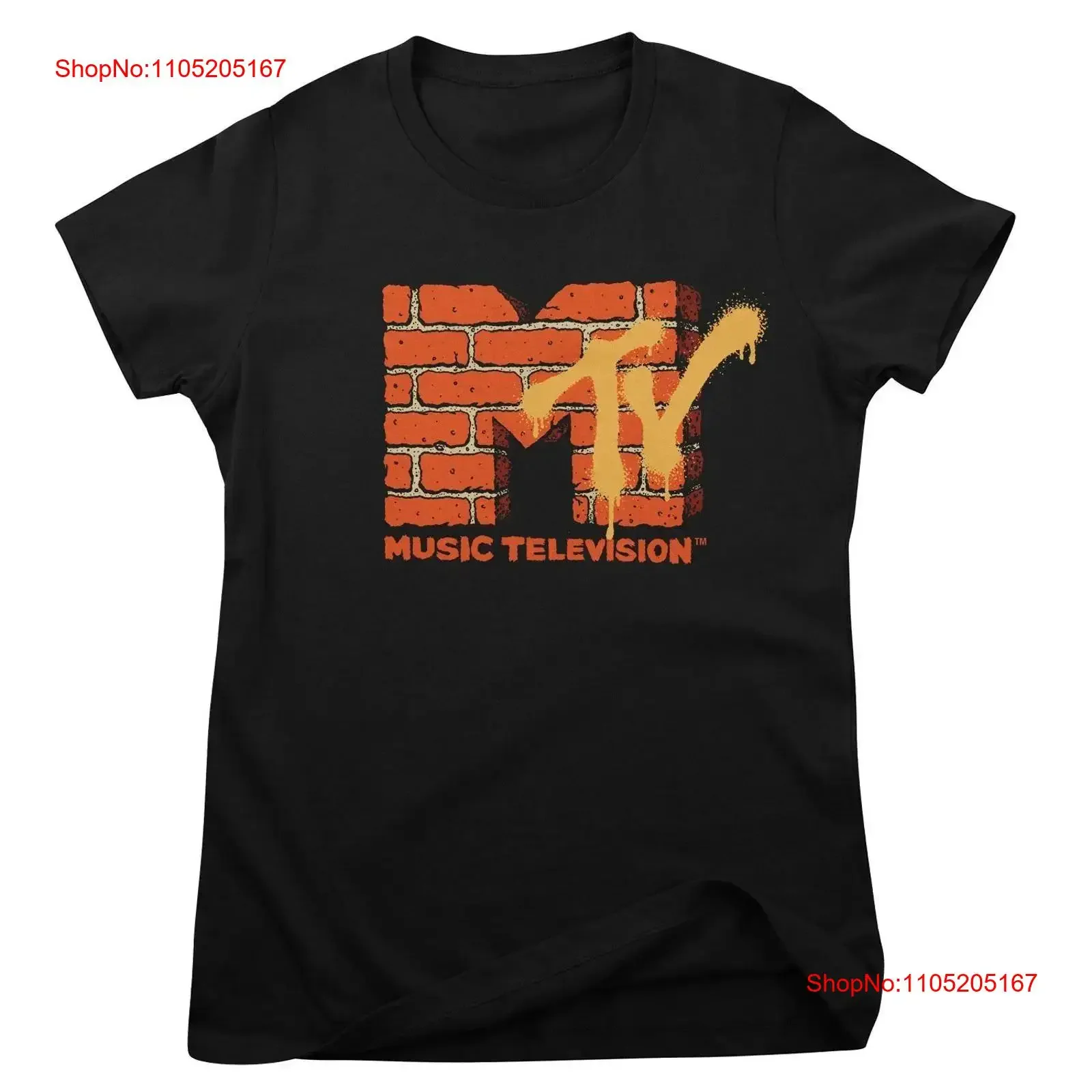 Officially Licensed MTV Bricks Logo Women T Shirt vintage Washed homme Breathable fashion Stretched Unisex Soft Slightly
