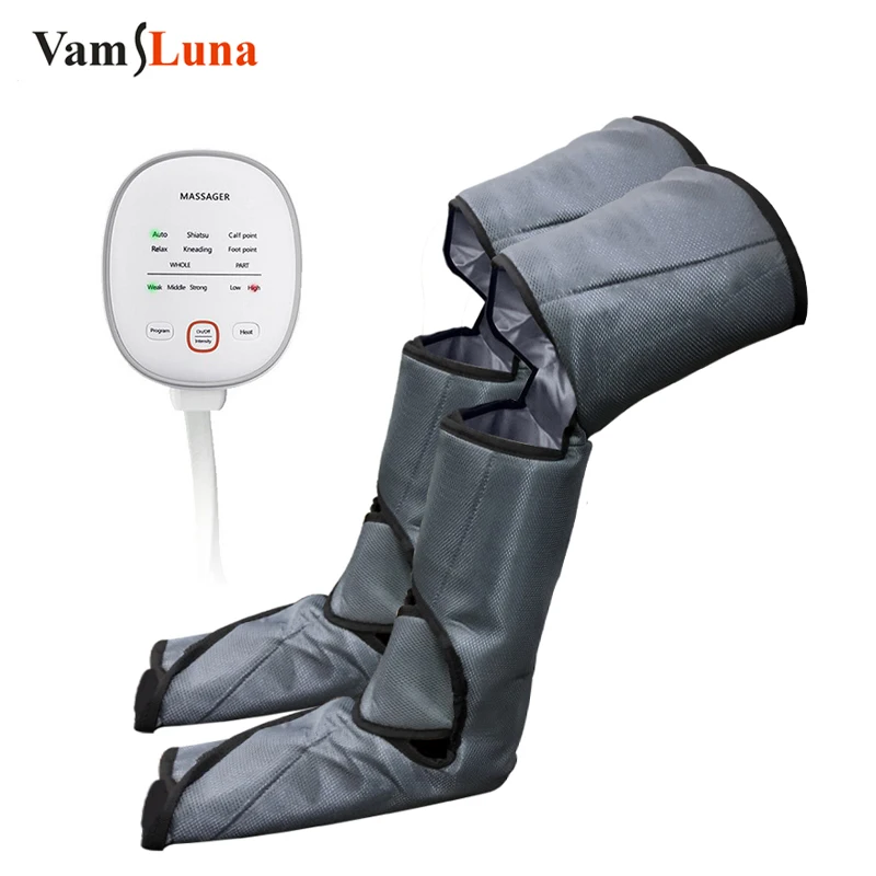 

New Leg Air Compression Massager Heated for Foot and Calf Thigh Circulation with Handheld Controller 2 Modes 3 Intensities