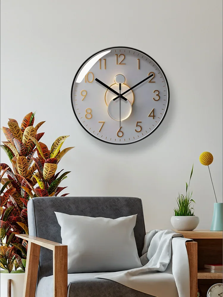 12inchModern Design Quartz Clock Simple Light and Shadow Wall Clock Home Living Room Mute Clocks Decorative Clock reloj de pared