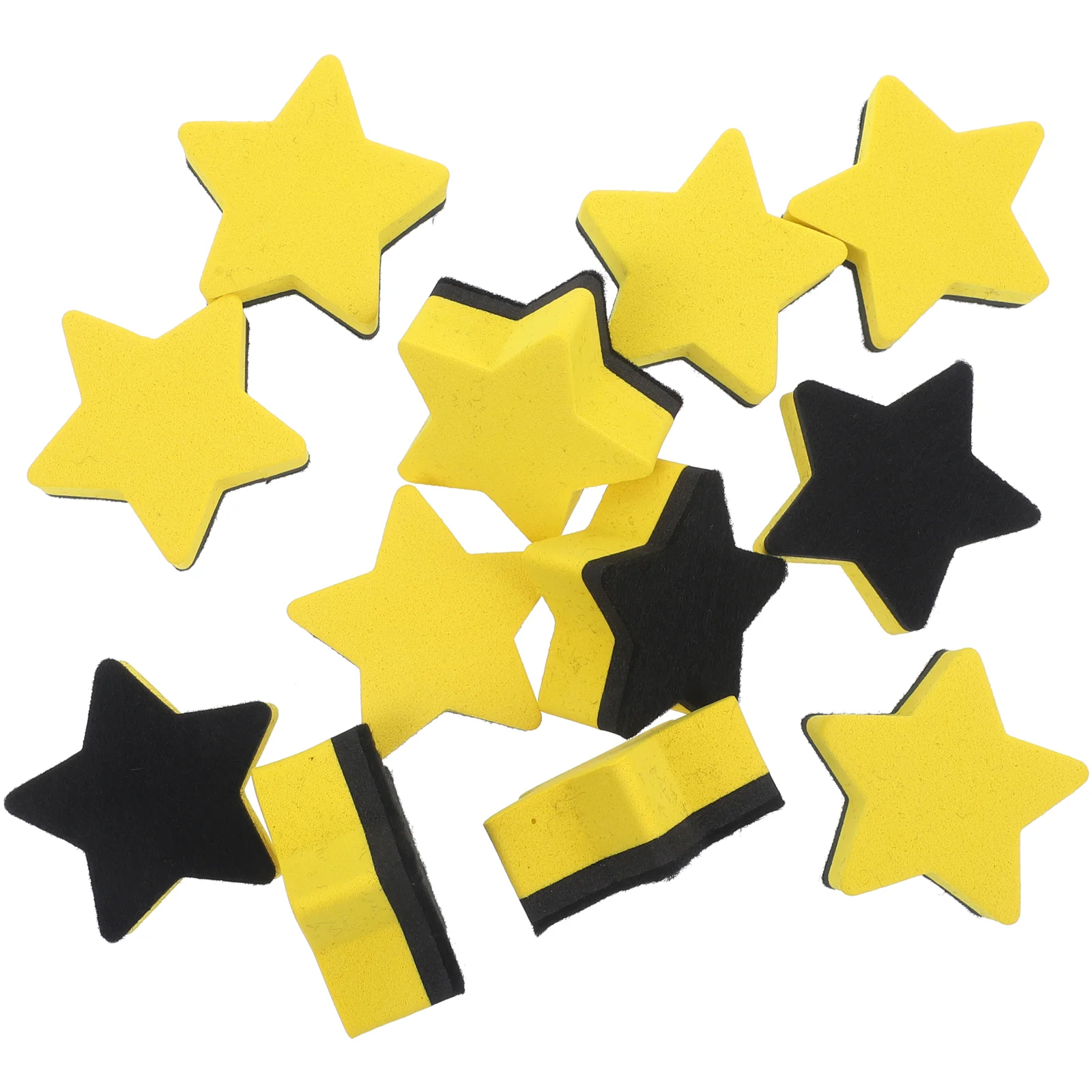 

12 Pcs Erasers Pentagram Dry Board Accessories Mini School Supplies Whiteboard Magnetic Yellow Classroom Portable Child